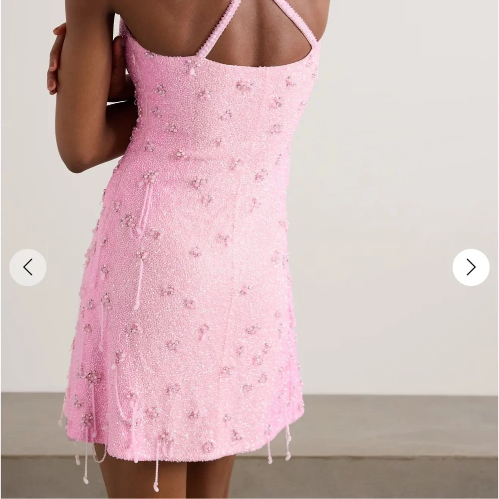 Clio Peppiatt Embellished stretch-mesh mini dress, baby pink - Picture 2 of 11